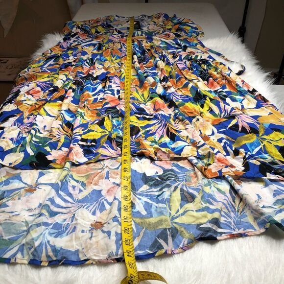 Loralette NWT Blue Pretty Val Print Flutter Sleeves Hi-Lo Maxi Dress Size 14 - Picture 10 of 13